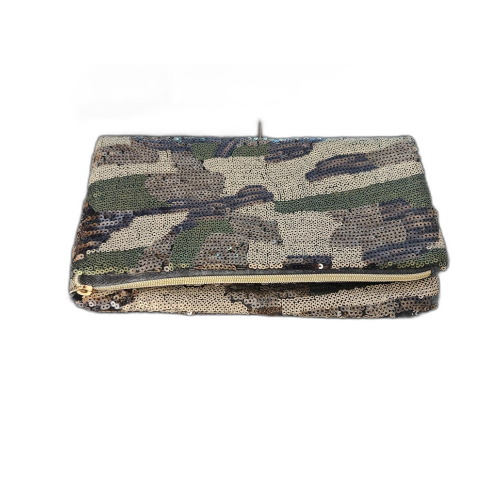 Stella & Dot Camo Sequin Clutch – EUC, Rare Statement Bag, Evening/Party Purse